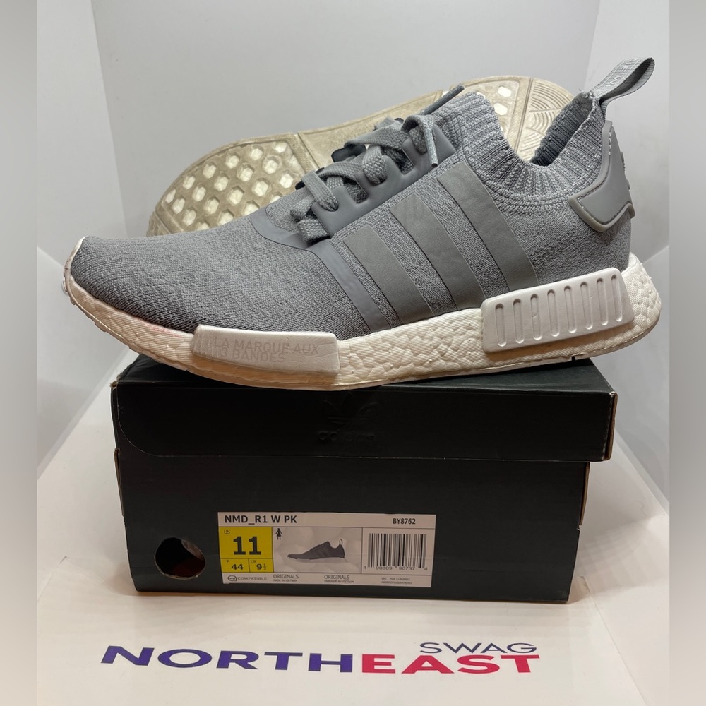 Adidas NMD_R1 PK Primeknit Grey France USED Sz 11W/10M